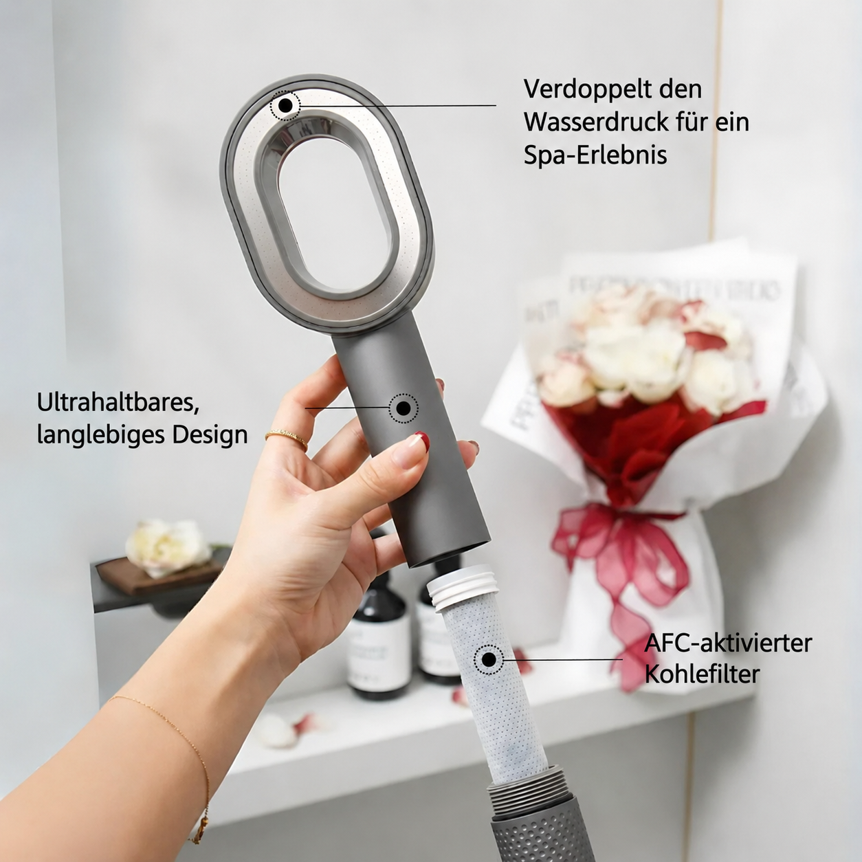 VantisPure Aktivkohlefilter Duschkopf - Die Revolution für Ihre Haut & Haare – Reiner als jemals zuvor.